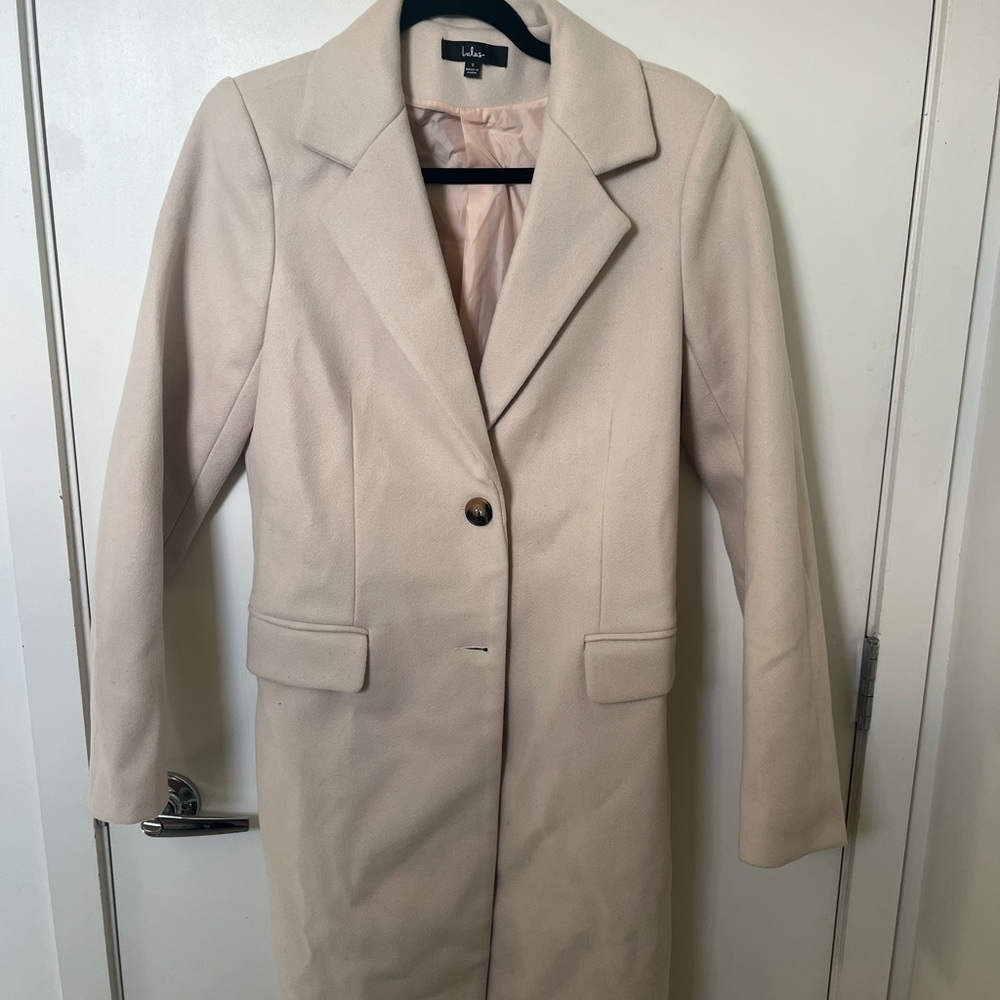 Lulu's Women's Light Cream Single-Button Trench Coat